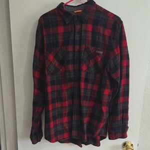 Field & Stream Red and Black Plaid Button-Up Flannel Shirt